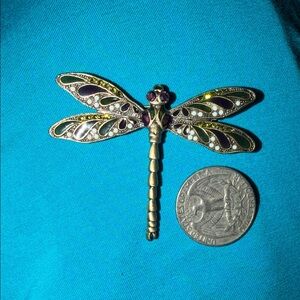 Dragonfly Brooch with Purple and Gold Accents